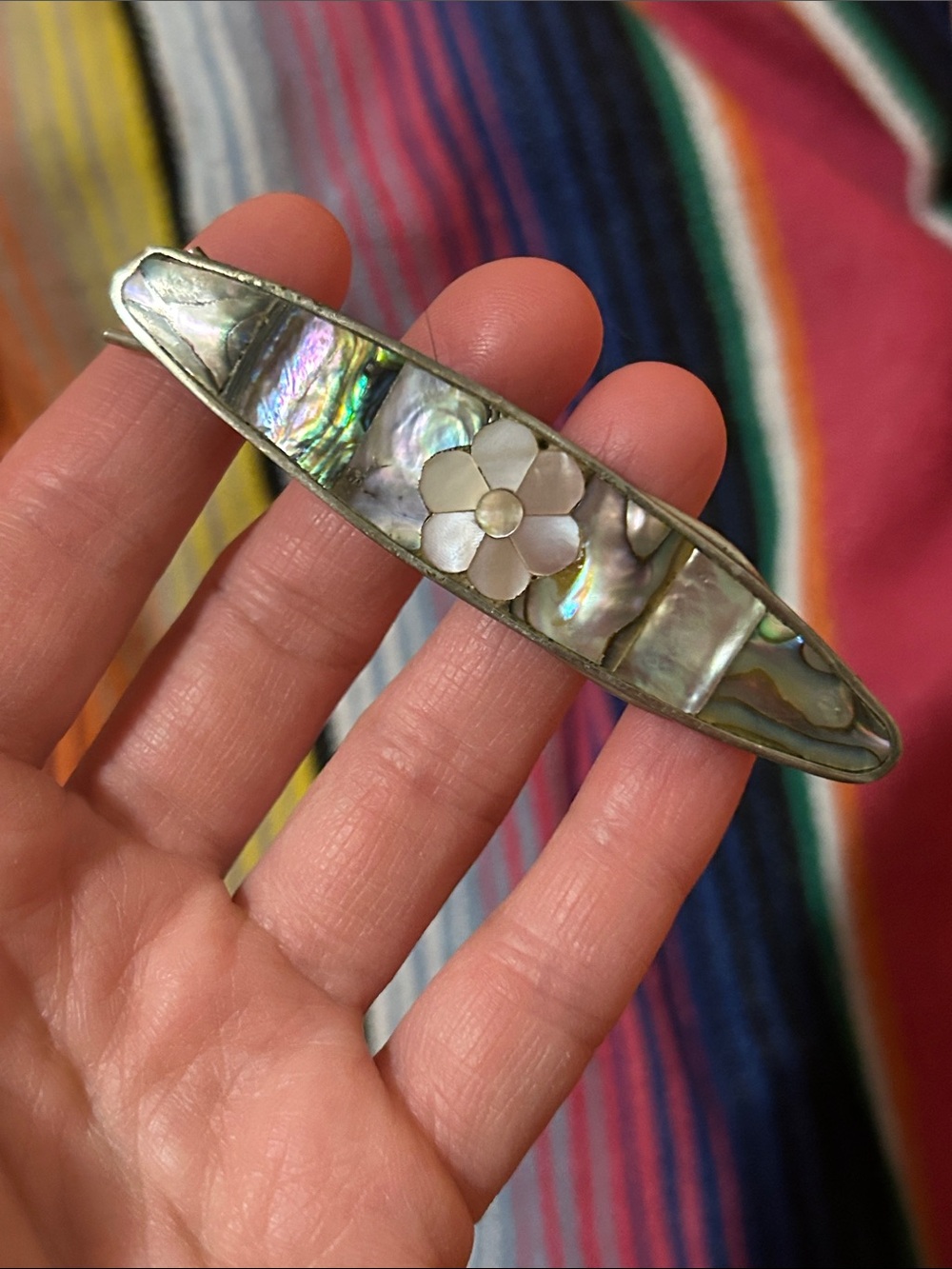 Vintage Iridescent Abalone Flower Barrette - Women's Hair Jewelry mermaidcore